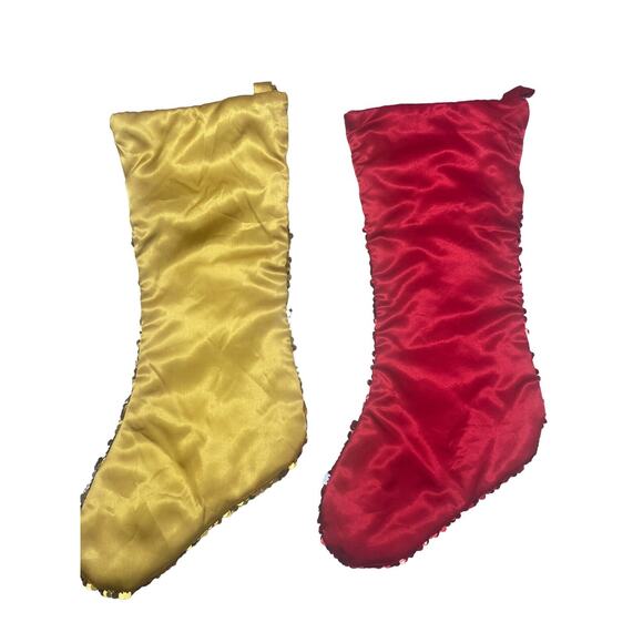 Lot of 2 Vintage DAN DEE Sequined Glittery Ornate Christmas Hanging Stockings - Picture 7 of 11